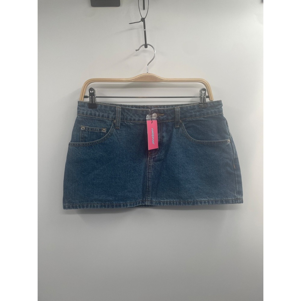 Edikted Dark Blue Denim Mini Skirt